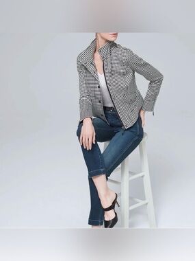 White House Black Market Gingham Jacket in Black and White, Size 2